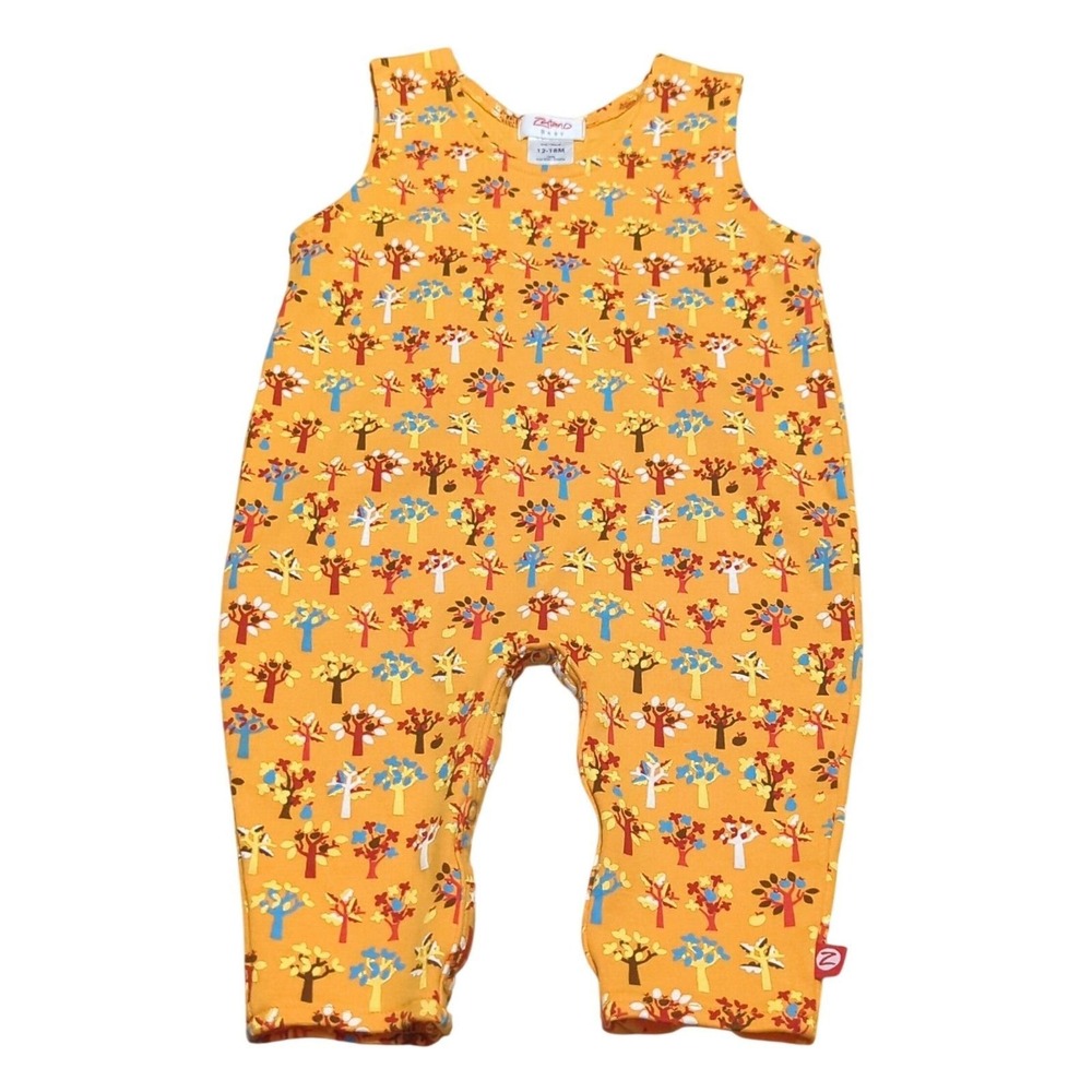 Zutano Baby 12-18M Orange Tree Print Sleeveless Romper One Piece Cotton Outfit
